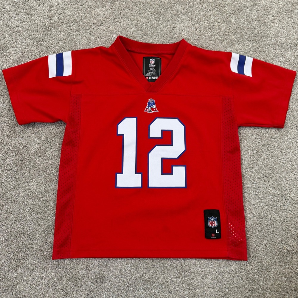 NFL Jersey Kids L Red Tom Brady 12 Patriots Football Fan Gear New England Sport